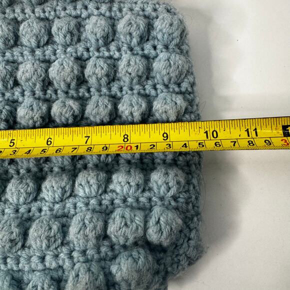 Vintage Crochet Bobble Purse Bag Round Handles Boho Hippie Handmade Blue - Picture 4 of 5